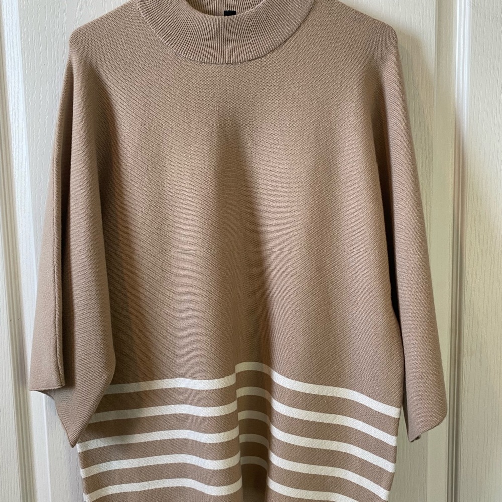 Elegant Tan Striped Women's Sweater